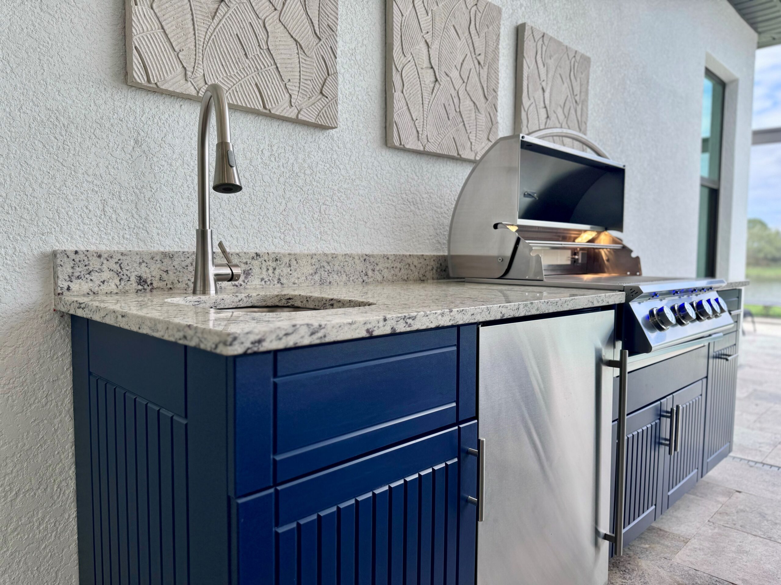 Symphony blue outdoor kitchen cabinets